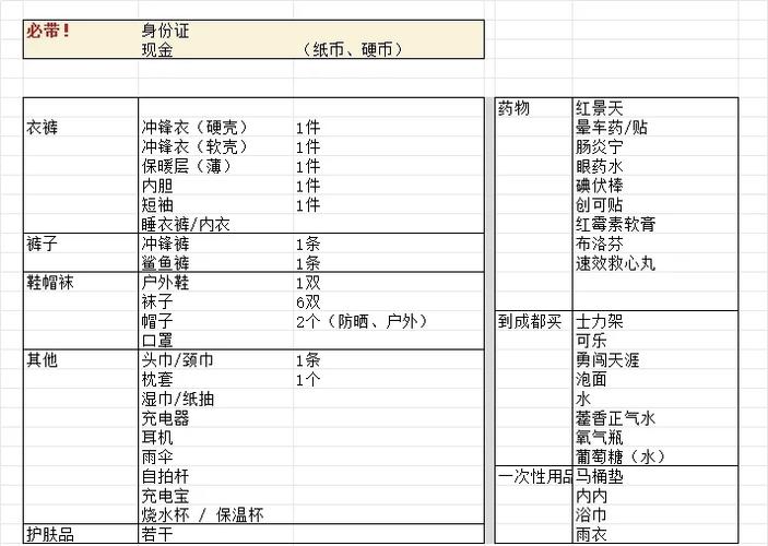 旅游必备物品,旅游必备物品清单
